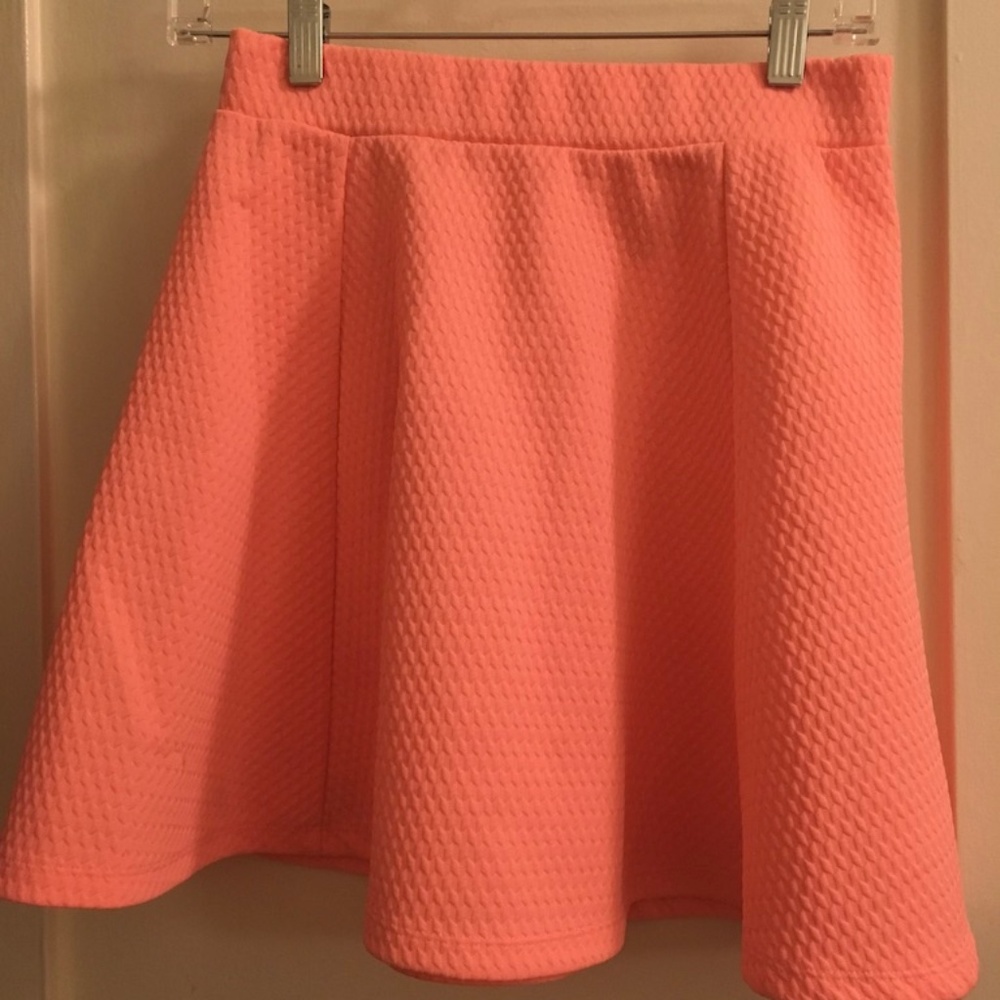 Pink Textured Skater Skirt